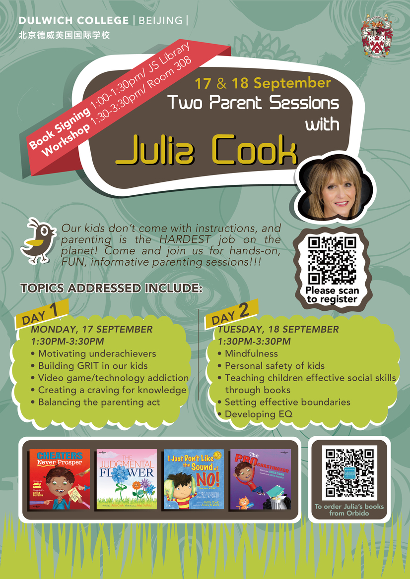 Junior School Parent Series with Julia Cook (Two consecutive sessions on 17&18